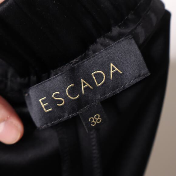 ESCADA High Waist Satin Pull On Trousers Taper Leg Ankle Black Women's 38 US 8 - Picture 7 of 10